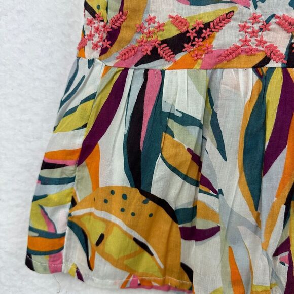 C&C California Wrap Mini Skirt Womens L Boho Resort Colorful Ruffle Embroidered - Picture 5 of 11